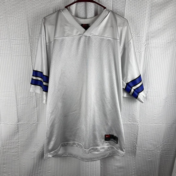 Nike Jersey White Blue Stripe Men Size Medium - Picture 1 of 8